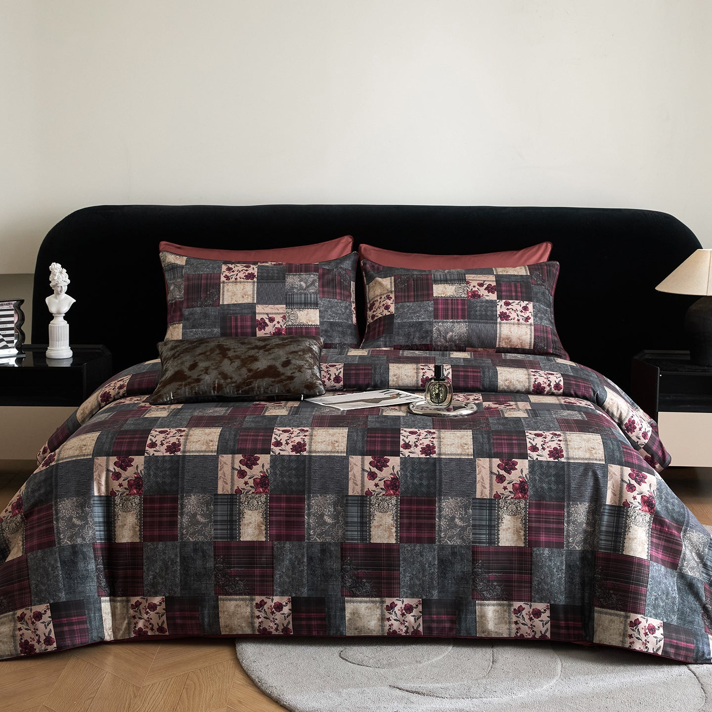 Stripes and Checks Printed Cotton 4-Piece Bed Sheet Set | Queen Size | Soft Breathable Fabric | Easy Care