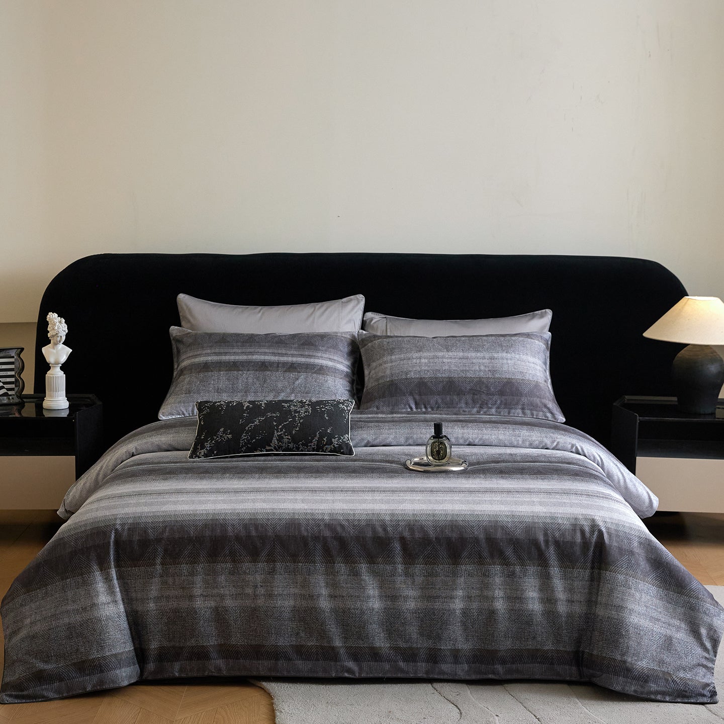 Stripes and Checks Printed Cotton 4-Piece Bed Sheet Set | Queen Size | Soft Breathable Fabric | Easy Care