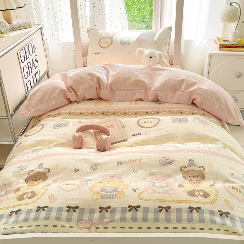 Kids/Student Digital Print Cartoon Bedding Set - 3PCS Breathable Cotton - Single/Set Option