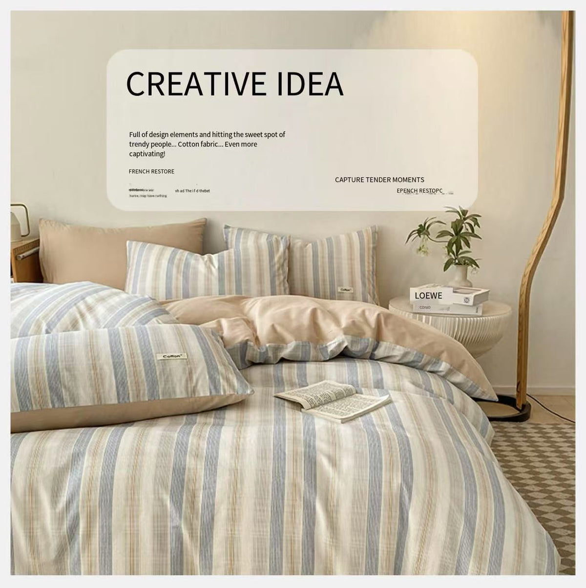 Bohemian Printed 100% Cotton Bedding Set - 4PC Includes Duvet Cover + Pillowcases - Lightweight & Colorfast