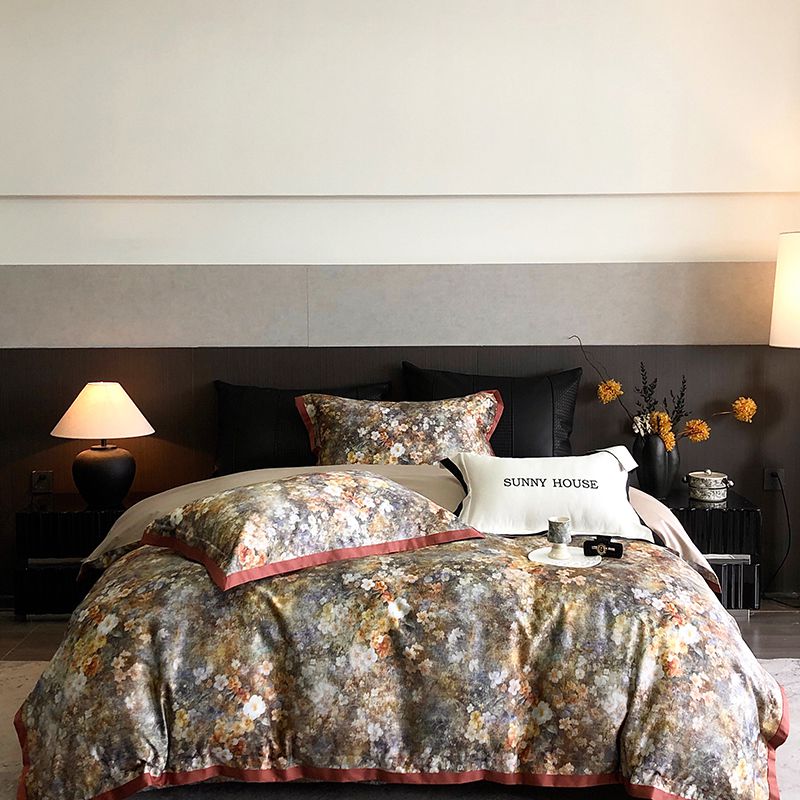 Premium 100S All-Cotton 4-Piece Sheet Set - Ultra-Soft Long-Staple Cotton, Fade-Resistant Digital Print, Wrinkle-Free & Breathable