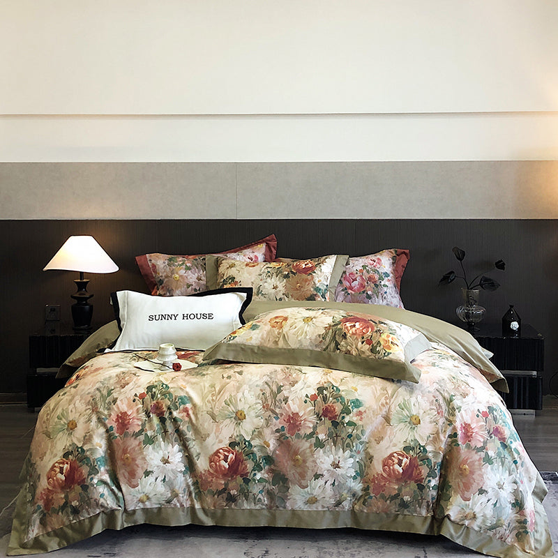 Premium 100S All-Cotton 4-Piece Sheet Set - Ultra-Soft Long-Staple Cotton, Fade-Resistant Digital Print, Wrinkle-Free & Breathable