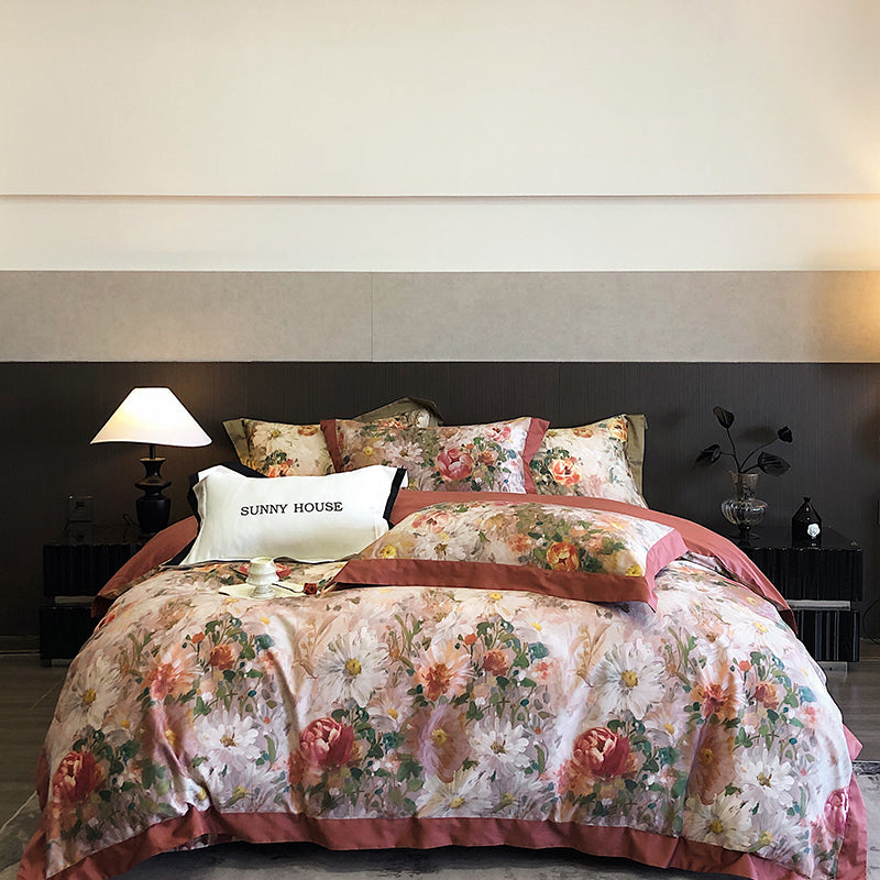 Premium 100S All-Cotton 4-Piece Sheet Set - Ultra-Soft Long-Staple Cotton, Fade-Resistant Digital Print, Wrinkle-Free & Breathable